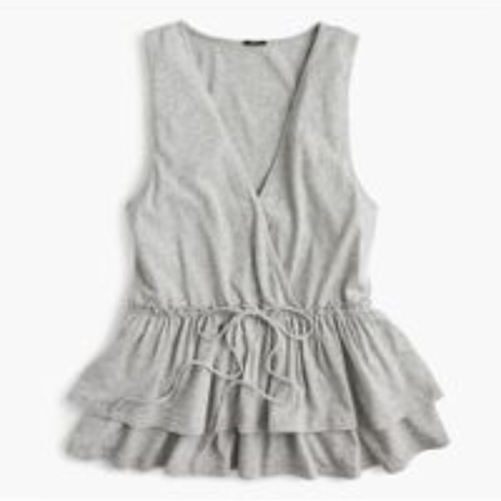 J Crew grey wrap peplum top worn once size XS